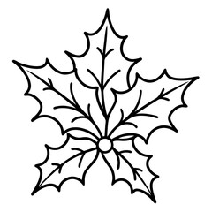 Holly Leaves line art vector