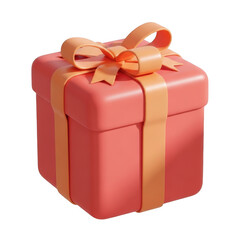Pink gift box with orange ribbon 3d render