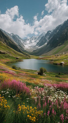 Scenic valley views majestic mountains and vibrant nature photography