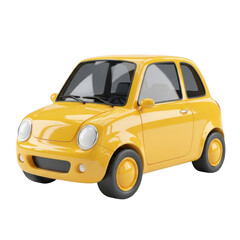 Fototapeta premium Cartoon yellow mini car 3d render illustration