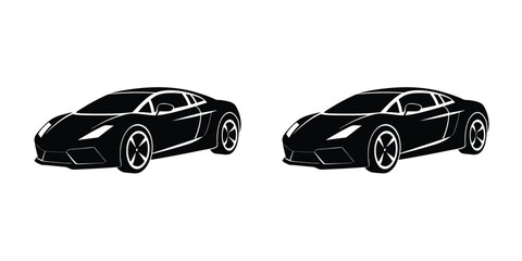 Symbol of a sporty sports car charging ahead in perspective Isolated on White Background