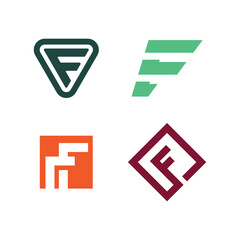 Stylized Letter F Logo Collection – Creative Flat Vector Icons for Branding