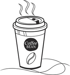 Coffee cup vector icon of hot beverage takeaway drink with steam