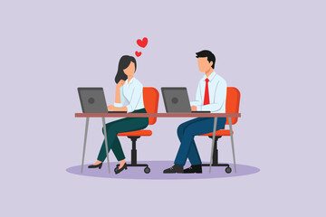 Affection in Office Concept. Colored flat vector illustration isolated