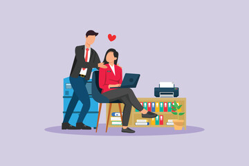Affection in Office Concept. Colored flat vector illustration isolated