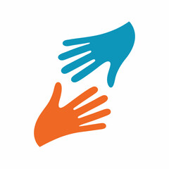 Helping Hands Vector Logo Unity Partnership Symbol Design.