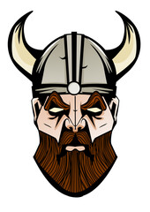 Illustration of a Viking with a helmet