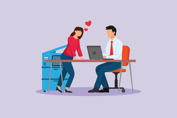 Affection in Office Concept. Colored flat vector illustration isolated