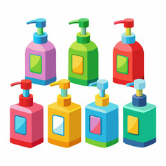 3D hand sanitizers isolated on white background, realistic illustration representing hygiene, cleanliness, health safety, personal care, infection prevention, and wellness products.