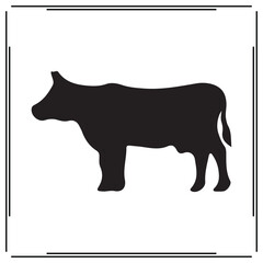 Cow Silhouette - Simple Black Cow Icon Design - Farm Animal, Livestock Vector, Cattle Logo, and Agricultural Illustration