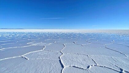 Obraz premium Vast White Salt Flats Under Clear Blue Sky