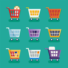 3D online shopping cart isolated on white background, realistic illustration representing e-commerce, digital shopping, online retail, consumer purchases, and modern business solutions.