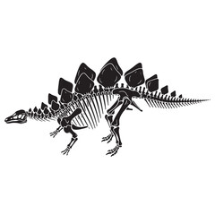 Echoes of the Jurassic world – Stegosaurus skeleton silhouette brought to life in Stegosaurus skeleton vector form – dinosaur skeleton silhouette


