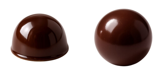 Fototapeta premium Exquisite Handcrafted Chocolate Confections - Elegant Semi-Spherical and Round Shapes Perfect for Gifting and Indulgence, Isolated on Transparent and White Background