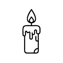 Black Line Art Melting Wax Candle Flame Diadelos Muertos Handmade Icon Graphic Design Element