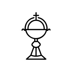 Black Line Art Illustration of a Monstrance a Sacred Vessel Used in Catholic Mass for the Eucharist Handmade