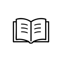 Open Book Icon Black Line Art Simple Reading Literature Education Symbol Handmade Muertos Design Element