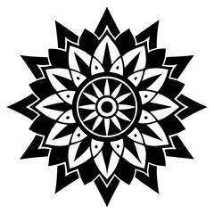 Monochrome Angular Mandala Displaying Tribal Contrast and Floral Power