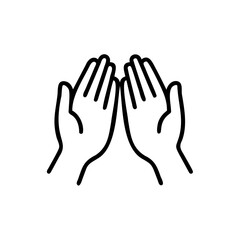 Black Outline Illustration of Two Hands in Prayer Position Simple Muertos Day Design Handmade Art