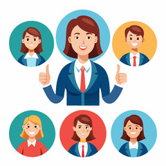 Fototapeta premium Businesswoman giving presentation isolated on white background, realistic illustration representing professional meeting, corporate communication, leadership, and office work.