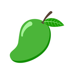 Raw mango on white background.