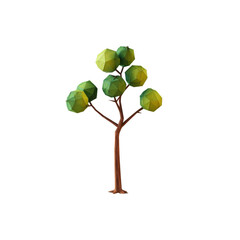 A simple, low poly fruit tree with a slender trunk and faceted fruits