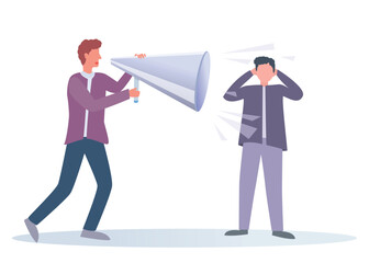Fototapeta premium announcement disturb other people, advertising loud, loud speaker, noise to people vector illustration