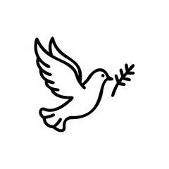Black Line Drawing Dove Flying Olive Branch Handmade Muertos Day Design Element bird