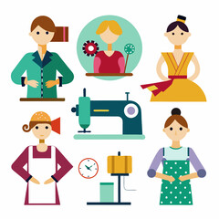Seamstress sewing icon isolated on white background, realistic illustration representing tailoring, clothing design, garment creation, fashion, and textile craftsmanship