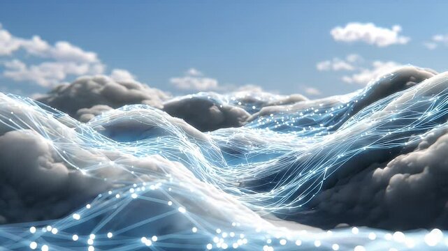 Digital cloud network background - Powered by Adobe