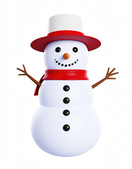 PNG Charming snowman wearing a bright red hat in a high fidelity design representing winter festivities and seasonal cheer isolate on transparent background