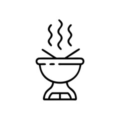 Black Line Drawing Incense Burner Steaming Handmade Muertos Offering Bowl vector