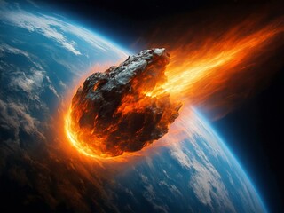 Fiery Asteroid on Collision Course with Planet Earth