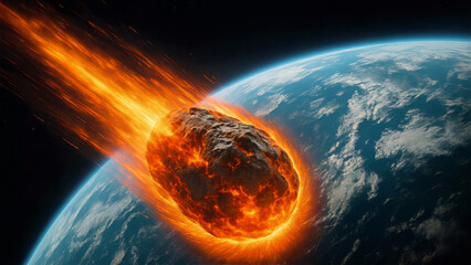 Fiery Asteroid on Collision Course with Planet Earth