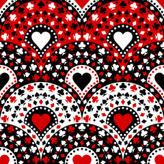 Playing Cards Suits Symbols Seamless Pattern