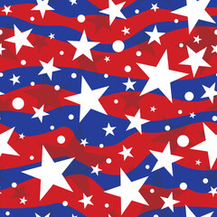 Patriotic American Red and Blue Seamless Pattern