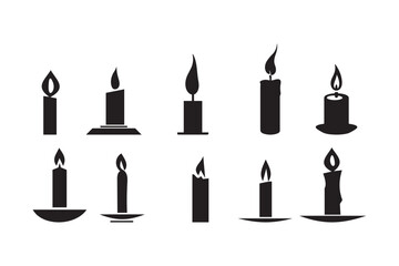 Candle icon black silhouette vector illustration isolated on white background