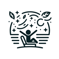 Obraz premium Person relaxing in chair under stars and leaves in nature 