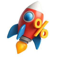 Colorful toy rocket with geometric shapes