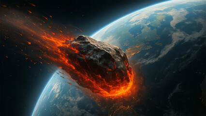 Fiery Asteroid on Collision Course with Planet Earth