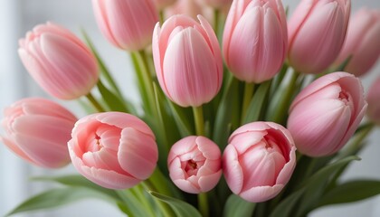 Fototapeta premium Detail of a Pale Pink Tulip Bouquet
