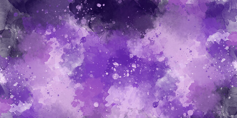 abstract watercolor background painting in purple colors