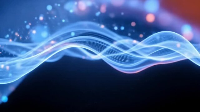 Blue gradient network wave with soft glowing movement trails