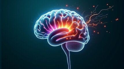 Dynamic Neon Brain and Profile A Vibrant Representation of Mental Activity and Cognitive Processes