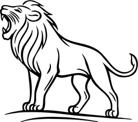 vector line art lion illustration, isolated on white