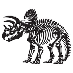 Skeletal symmetry preserved – Triceratops skeleton silhouette designed as a clean Triceratops skeleton vector – dinosaur skeleton silhouette   © Vectorhub