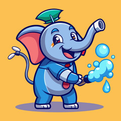 cartoon, animal, elephant, illustration, vector, fun, baby, art, cute, mammal, zoo, character, wild, hippo, safari, funny, comic, drawing, wildlife, jungle, kid, design, nature, mascot, bear