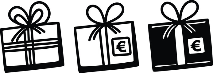 Three gift cards in a row silhouette