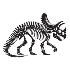 The armored beauty of prehistory – Triceratops skeleton silhouette with Triceratops skeleton vector detail – dinosaur skeleton silhouette

