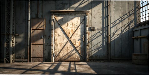 grungy metal door studio backdrop 